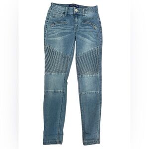 Sapphire Ink Blue Skinny Jeans with Zipper Details